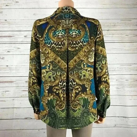 SUSAN GRAVER Scroll Print Button-Down Vintage Top Size 4 - Picture 8 of 9